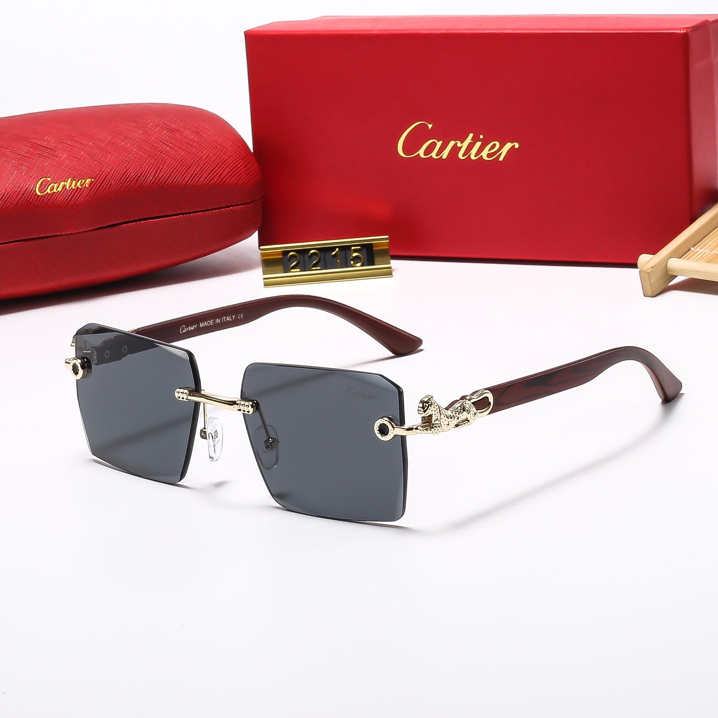 2025 Square frameless leopard head Sunglasses 2215
