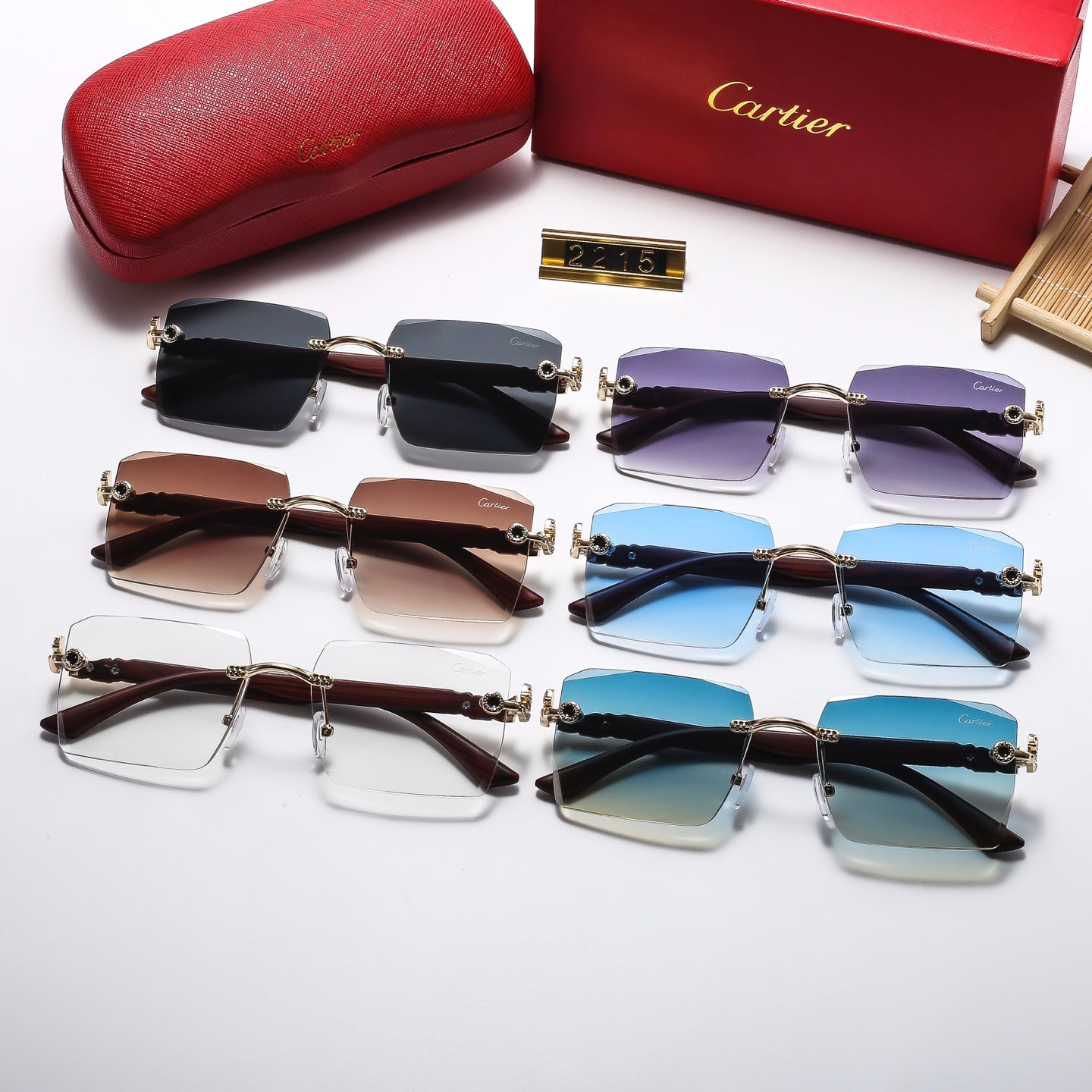 2025 Square frameless leopard head Sunglasses 2215