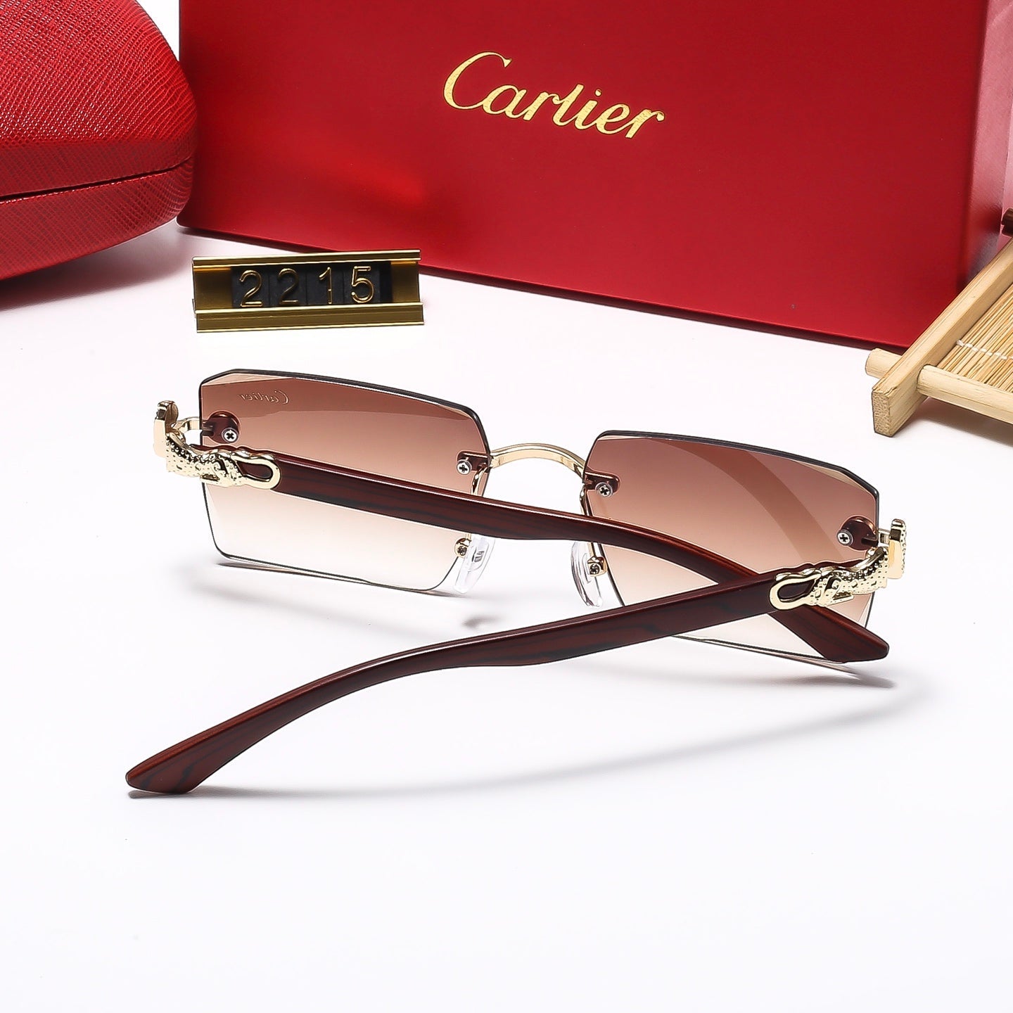 2025 Square frameless leopard head Sunglasses 2215
