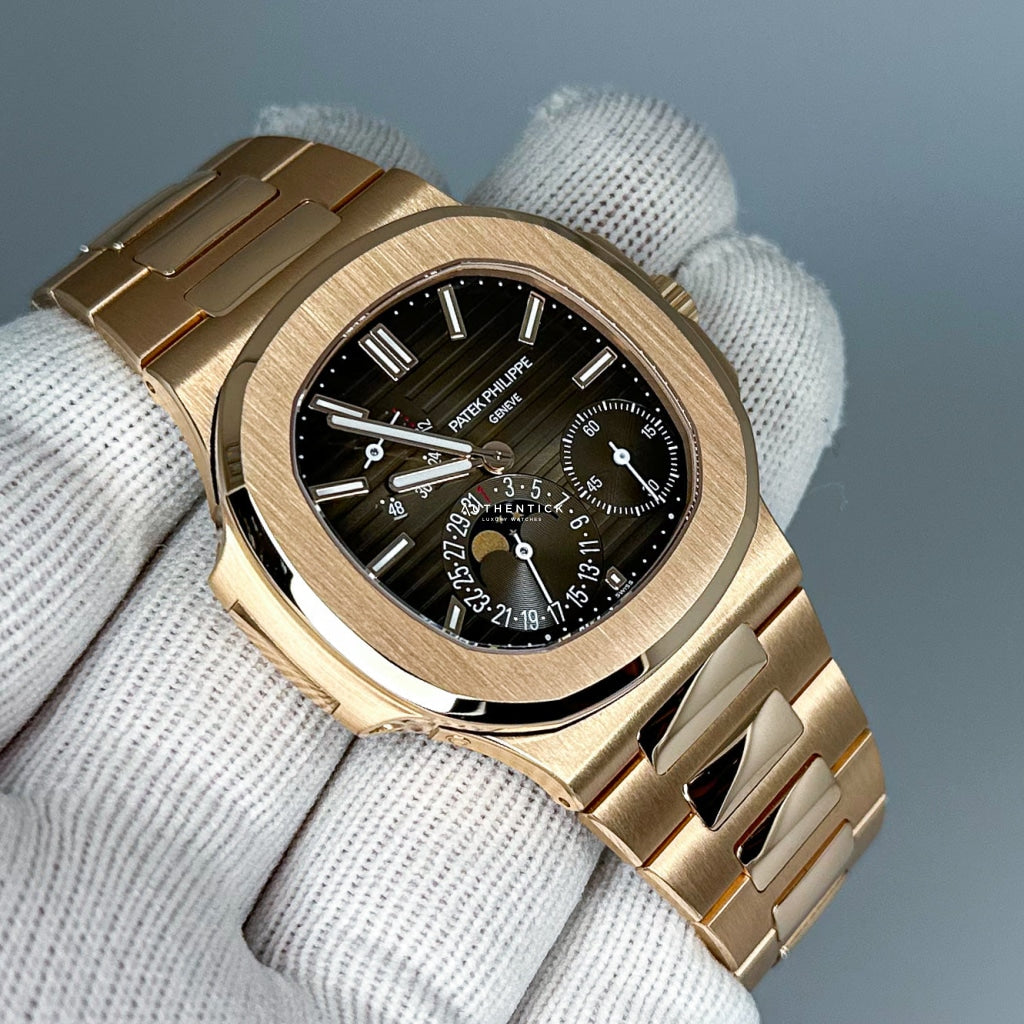 CLASSIC Nautilus Moon Phase Rose Gold Chocolate Dial 5712/1R-001