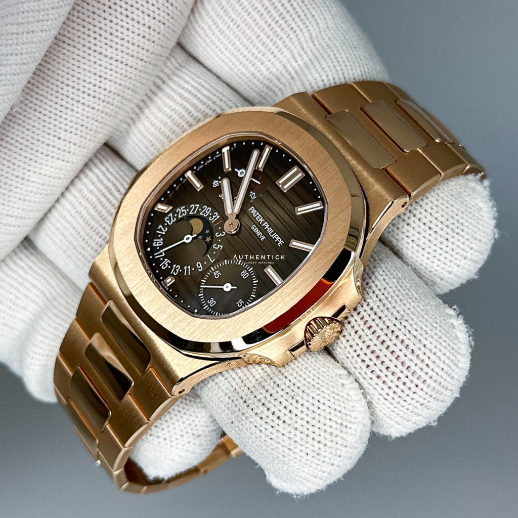 CLASSIC Nautilus Moon Phase Rose Gold Chocolate Dial 5712/1R-001