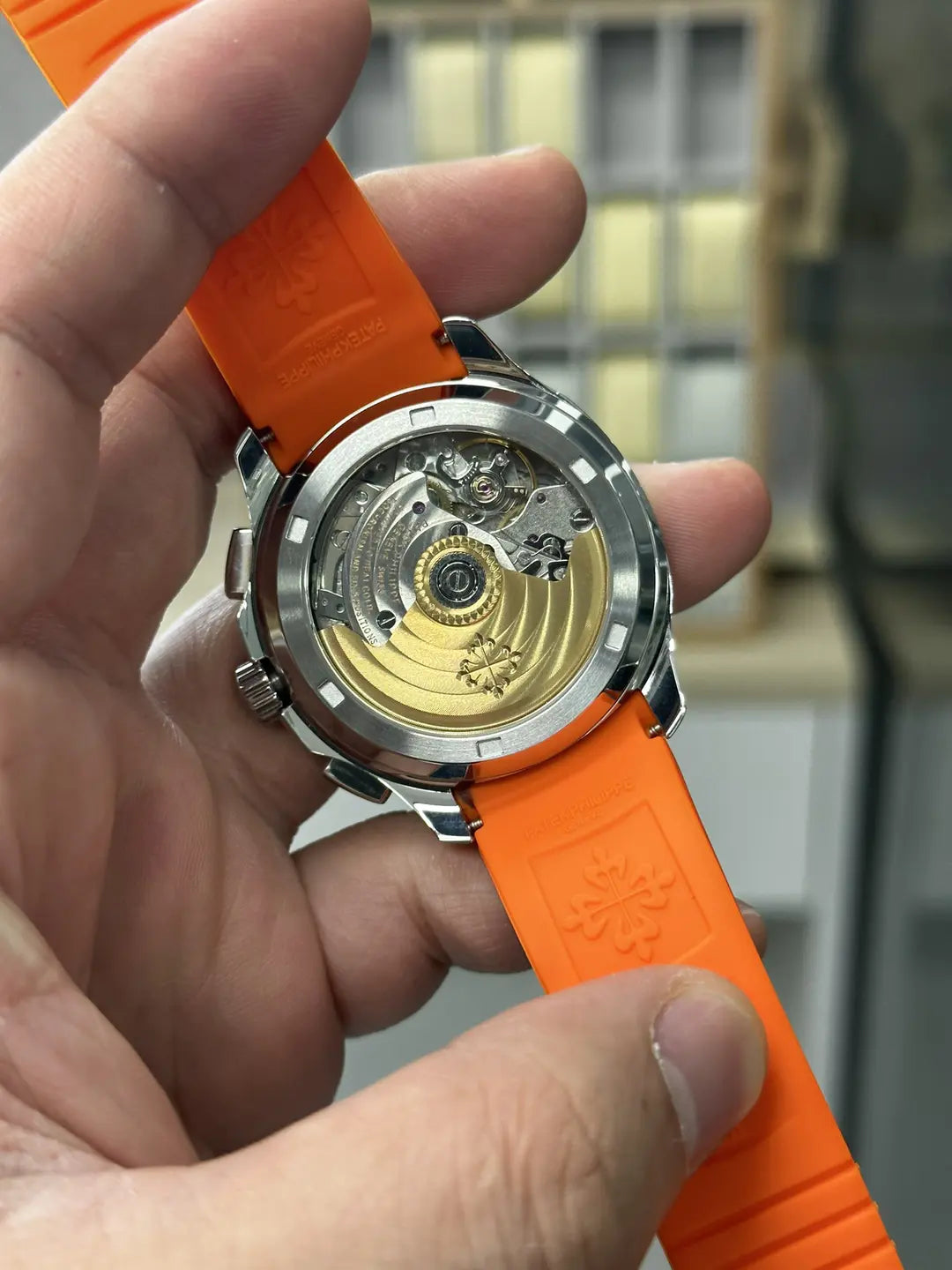 Replica CLASSIC Aquanaut 5968A 001 Chronograph Orange Rubber 42mm