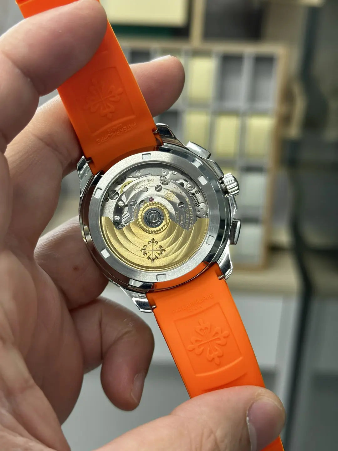 Replica CLASSIC Aquanaut 5968A 001 Chronograph Orange Rubber 42mm