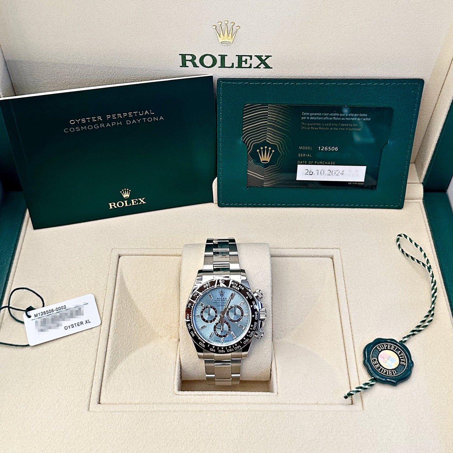 2025 Watch Daytona 126506 Platinum Ice Blue Baguette Dial (2024)